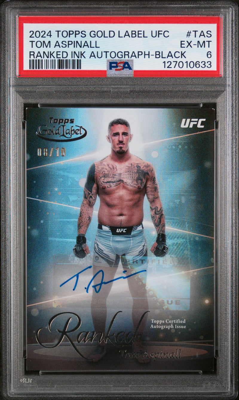 2024 Topps Gold Label UFC Ranked Ink Autographs Black Tom Aspinall #RIKTAS /10 PSA 6