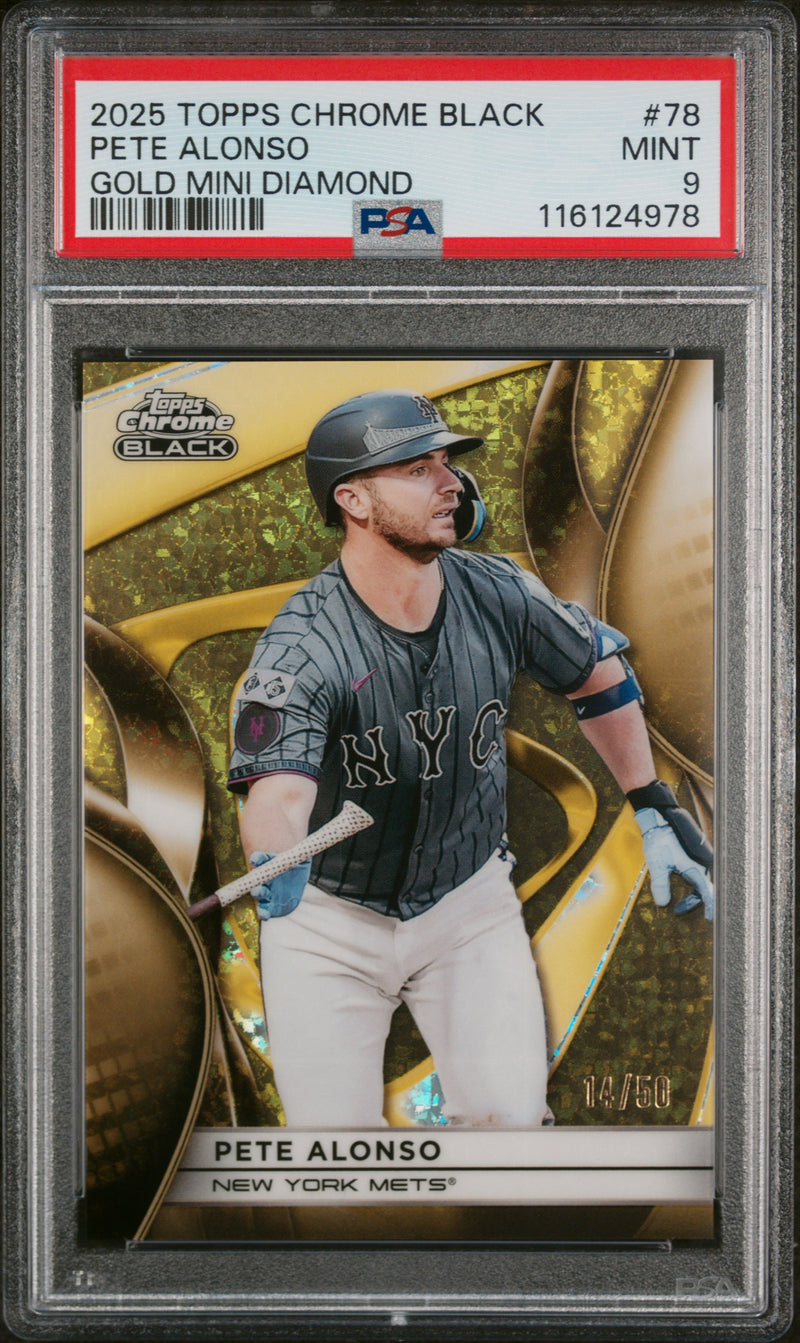 2025 Topps Chrome Black Gold Mini-Diamond Refractor Pete Alonso #78 /50 PSA 9