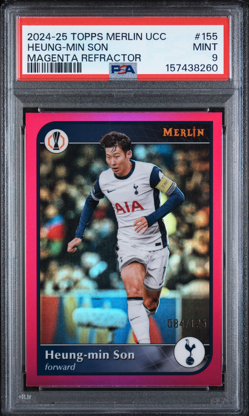 2024 Topps Merlin UEFA Club Competitions Magenta Refractor Heung-Min Son #155 /125 PSA 9