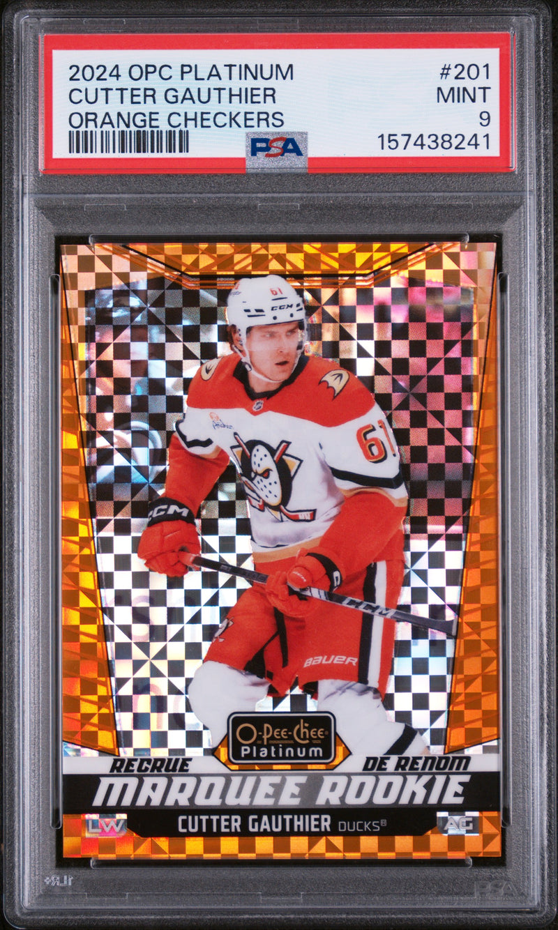 2024 Upper Deck O-Pee-Chee Platinum Orange Checkers Cutter Gauthier #201 /25 PSA 9