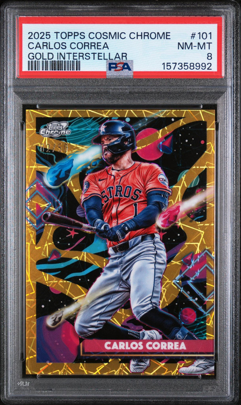 2025 Topps Cosmic Chrome Gold Interstellar Carlos Correa #101 /50 PSA 8
