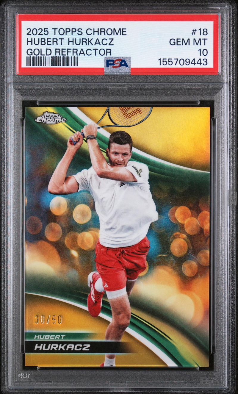 2025 Topps Chrome Tennis Gold Refractor Hubert Hurkacz #18 /50 PSA 10