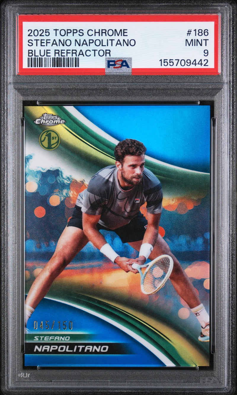 2025 Topps Chrome Tennis Blue Refractor Stefano Napolitano #186 /150 PSA 9