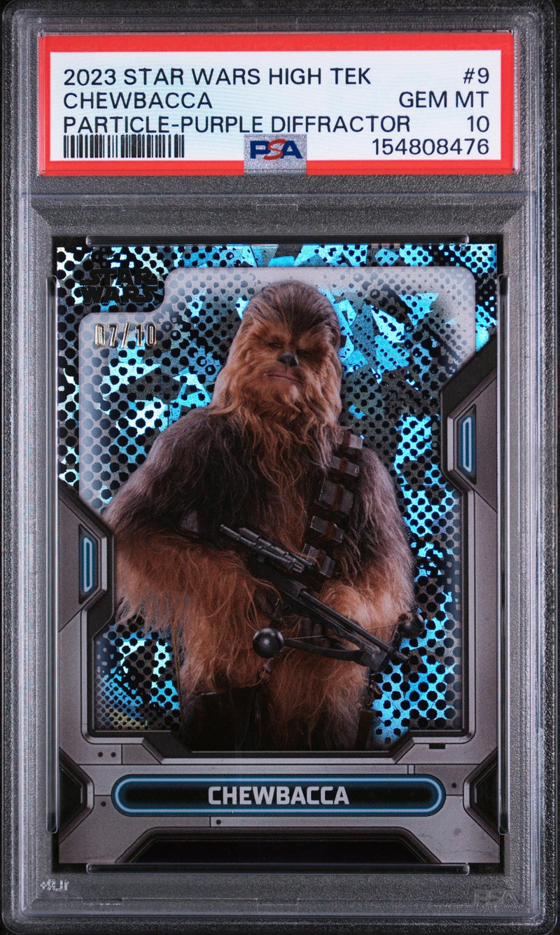 2023 Topps Star Wars High Tek Particle-Purple Diffractor Chewbacca #9 PSA 10