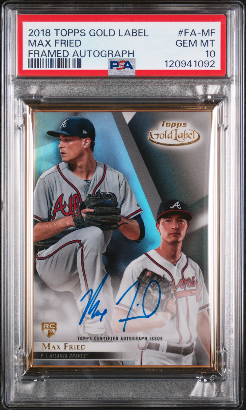 2018 Topps Gold Label Framed Autograph Max Fried #FA-MF PSA 10