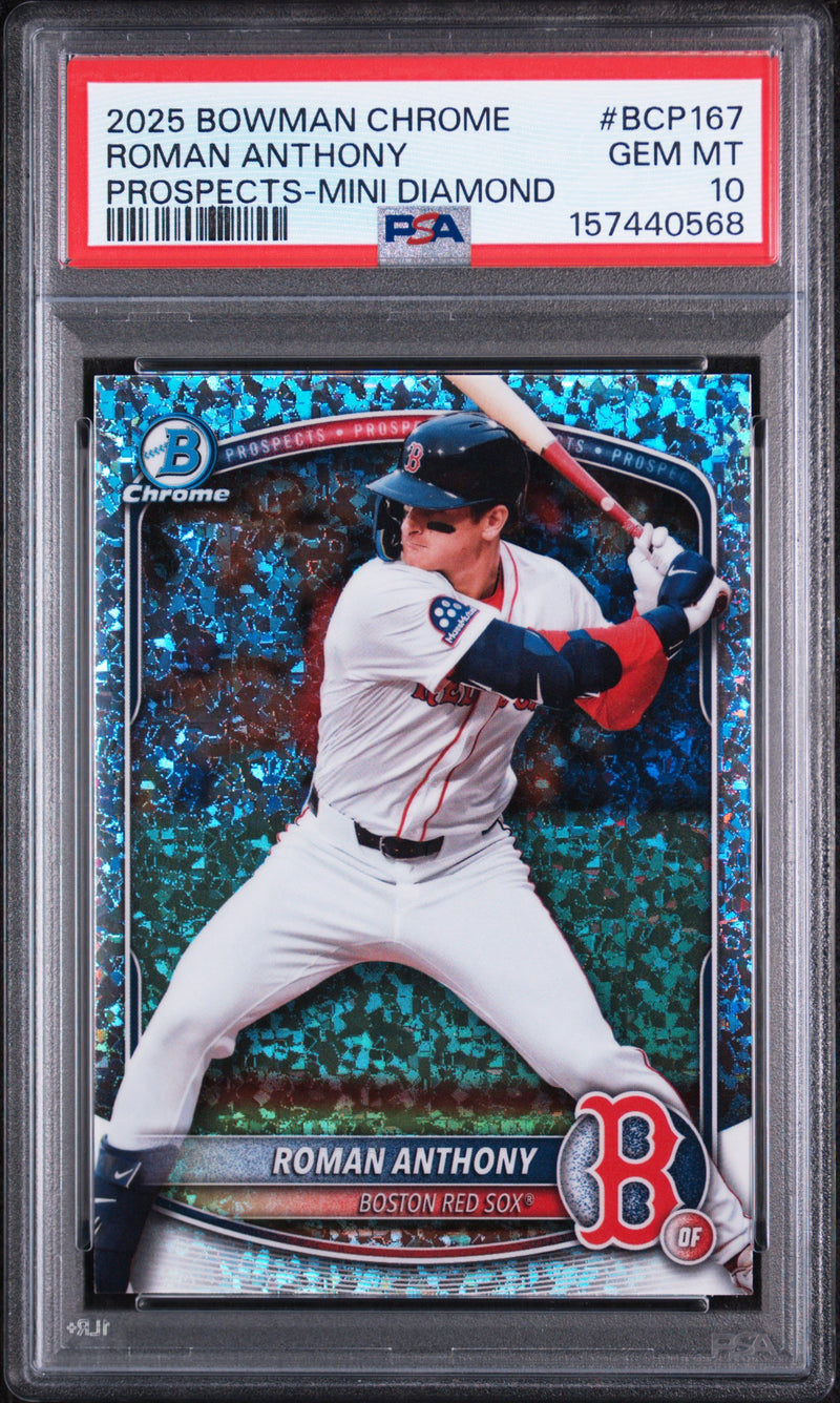 2025 Bowman Chrome Prospects Mini-Diamond Refractors Roman Anthony #BCP167 PSA 10