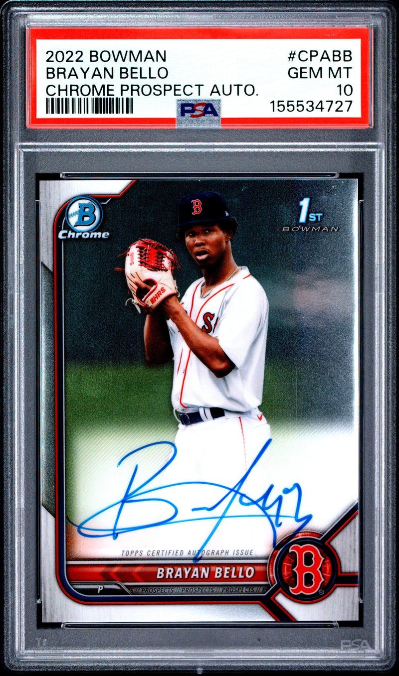 2022 Bowman Chrome Prospect Autograph Brayan Bello #CPABB PSA 10