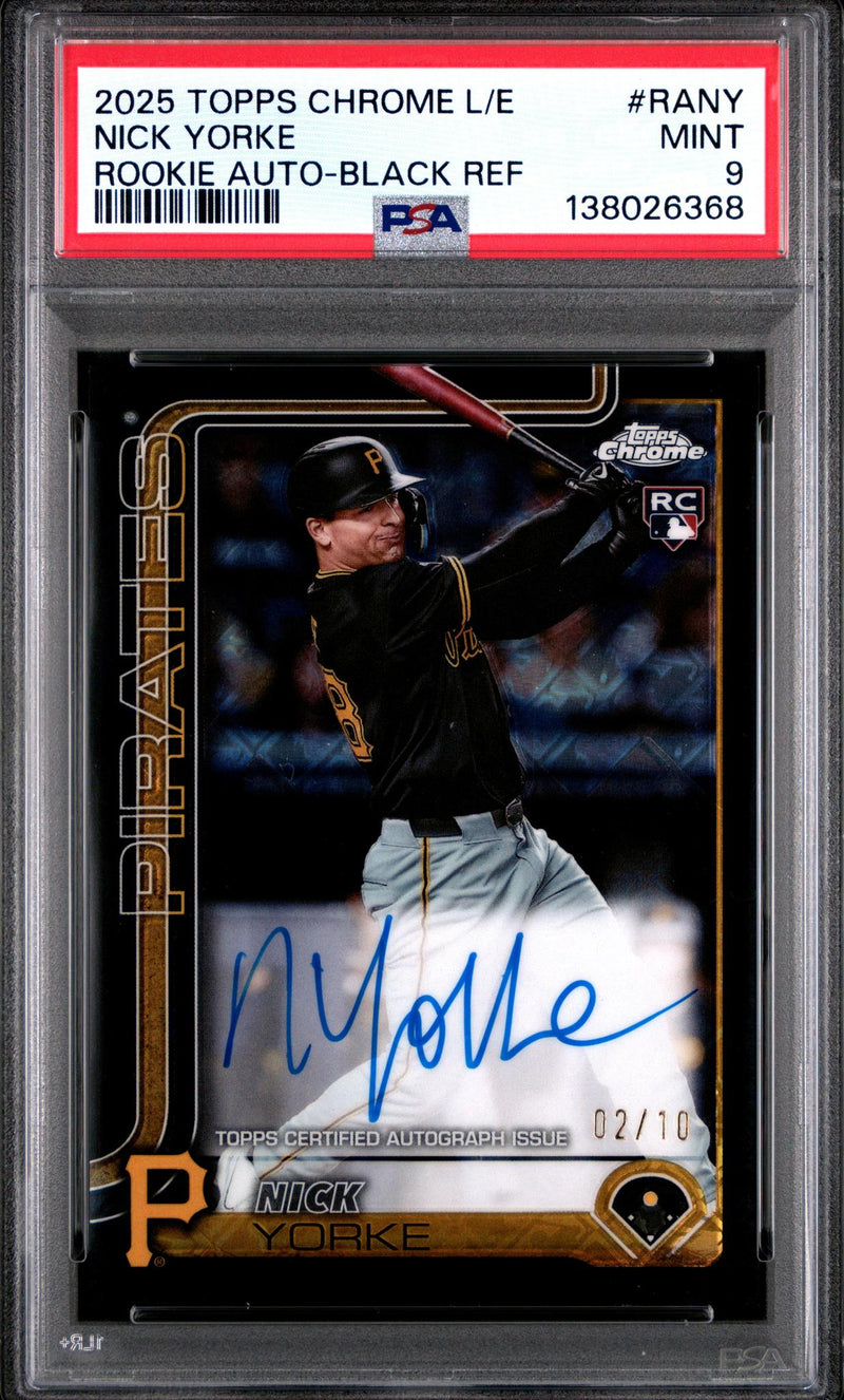 2025 Topps Chrome Logofractor Edition Rookie Autographs Black Refractor Nick Yorke #RANY /10 PSA 9