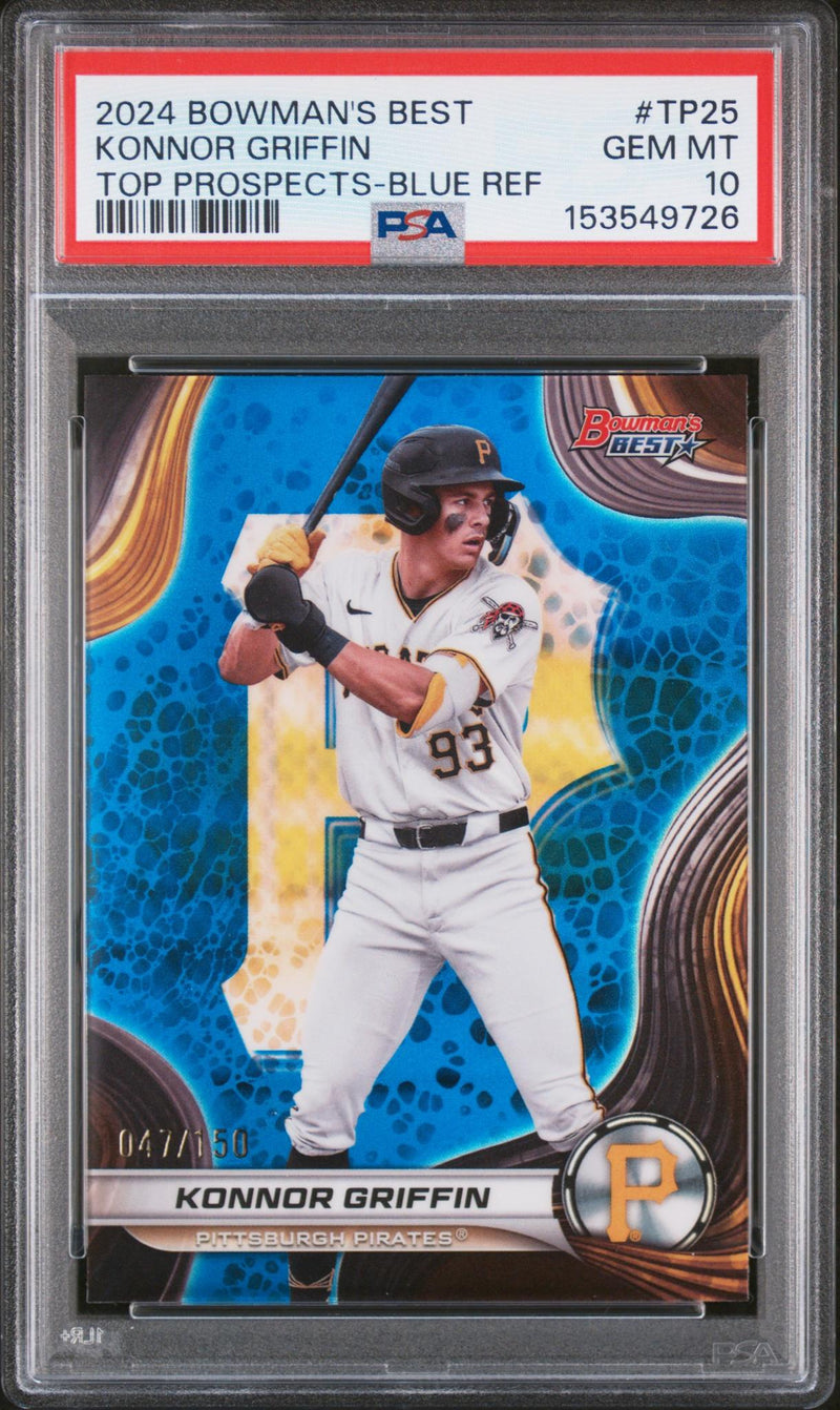 2024 Bowman's Best Top Prospects Blue Refractors Konnor Griffin #TP25 /150 PSA 10