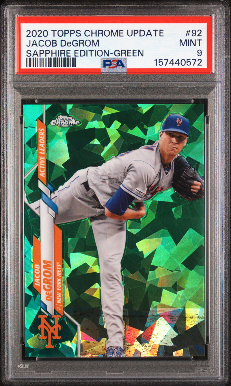 2020 Topps Chrome Update Sapphire Edition Green Jacob Degrom #92 /45 PSA 9