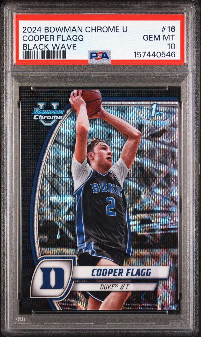 2024 Bowman Chrome University Black Wave Cooper Flagg #16 PSA 10