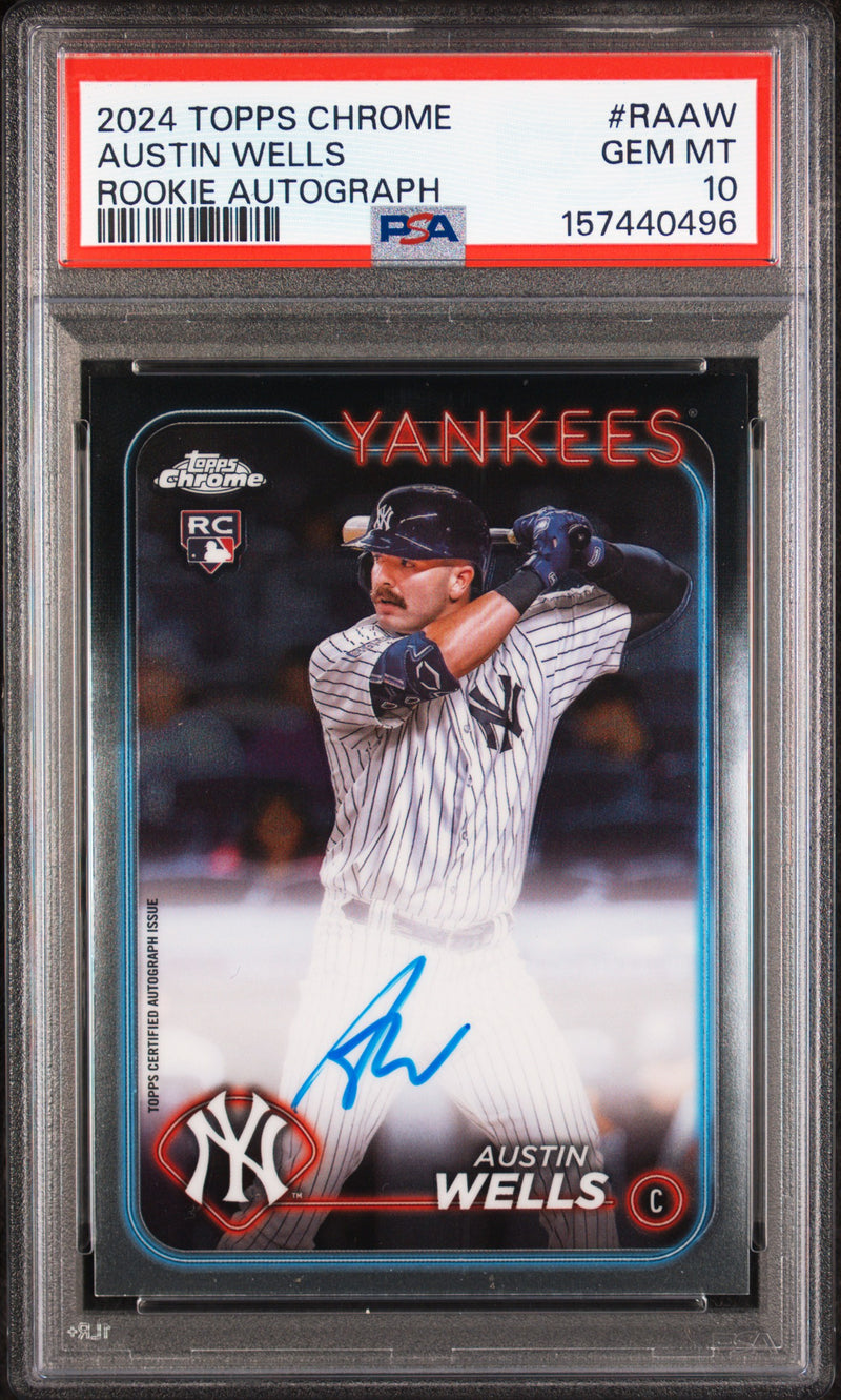 2024 Topps Chrome Rookie Autograph Austin Wells #RAAW PSA 10