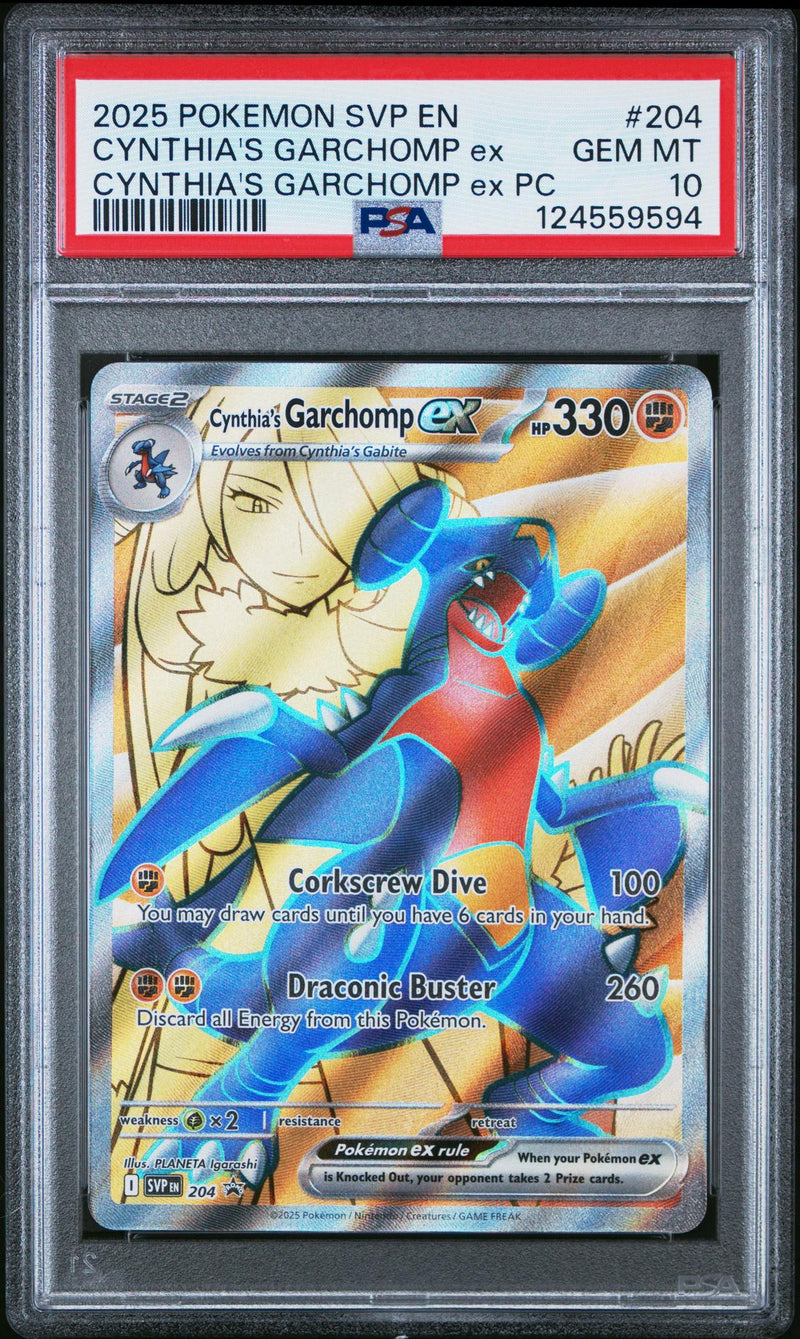 2025 Pokemon Scarlet and Violet Black Star Promo Premium Collection Cynthia's Garchomp Ex #204 PSA 10
