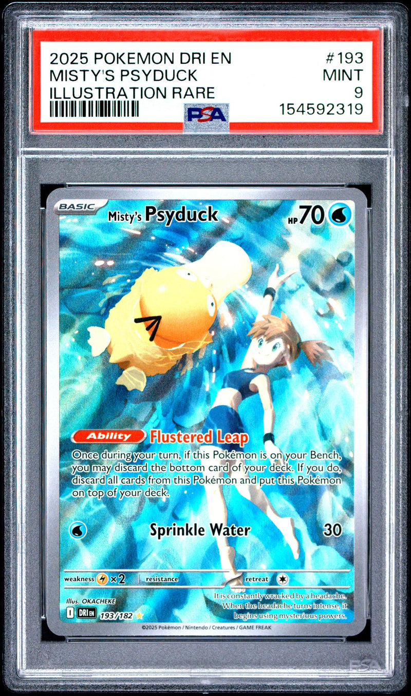 2025 Pokemon Scarlet and Violet Destined Rivals Illustration Rare Misty's Psyduck #193 PSA 9