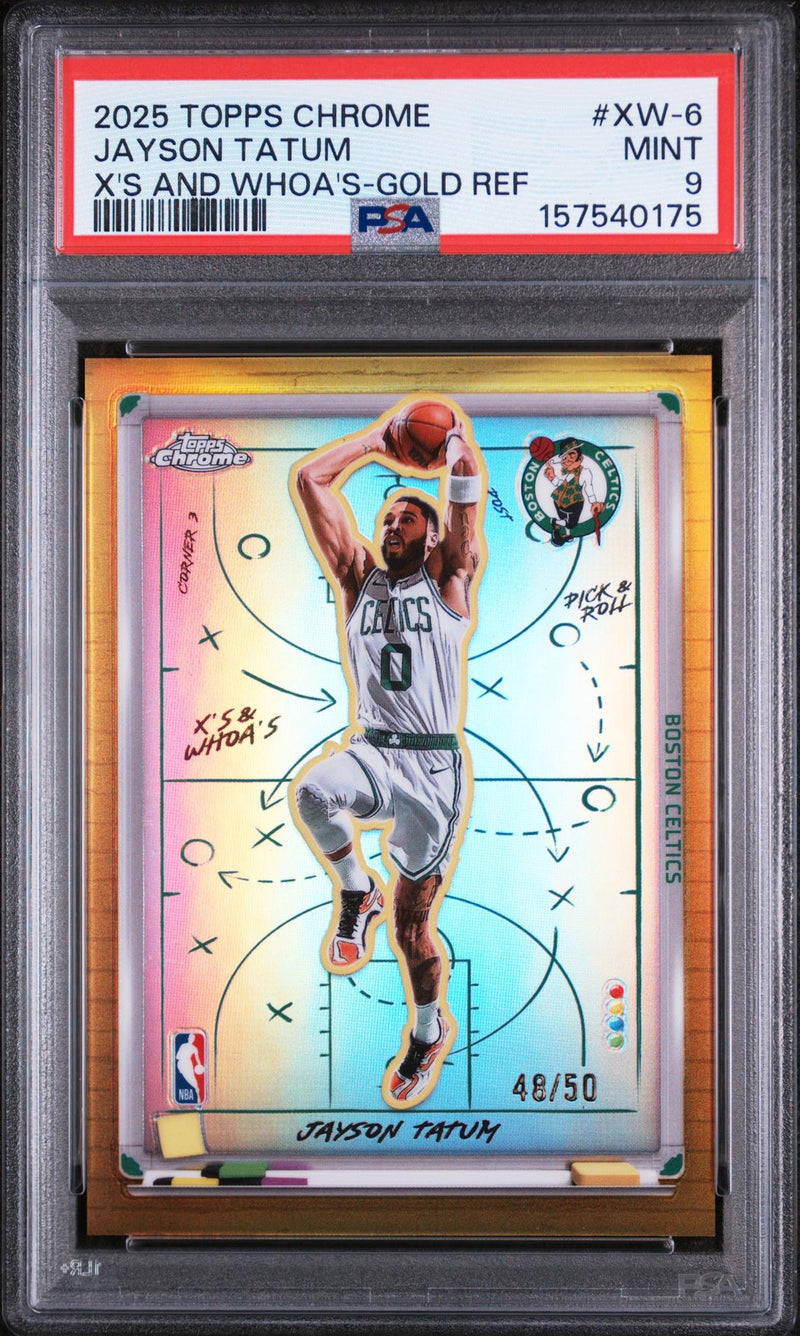 2025 Topps Chrome Xs and Whoas Gold Refractors Jayson Tatum #XW6 /50 PSA 9