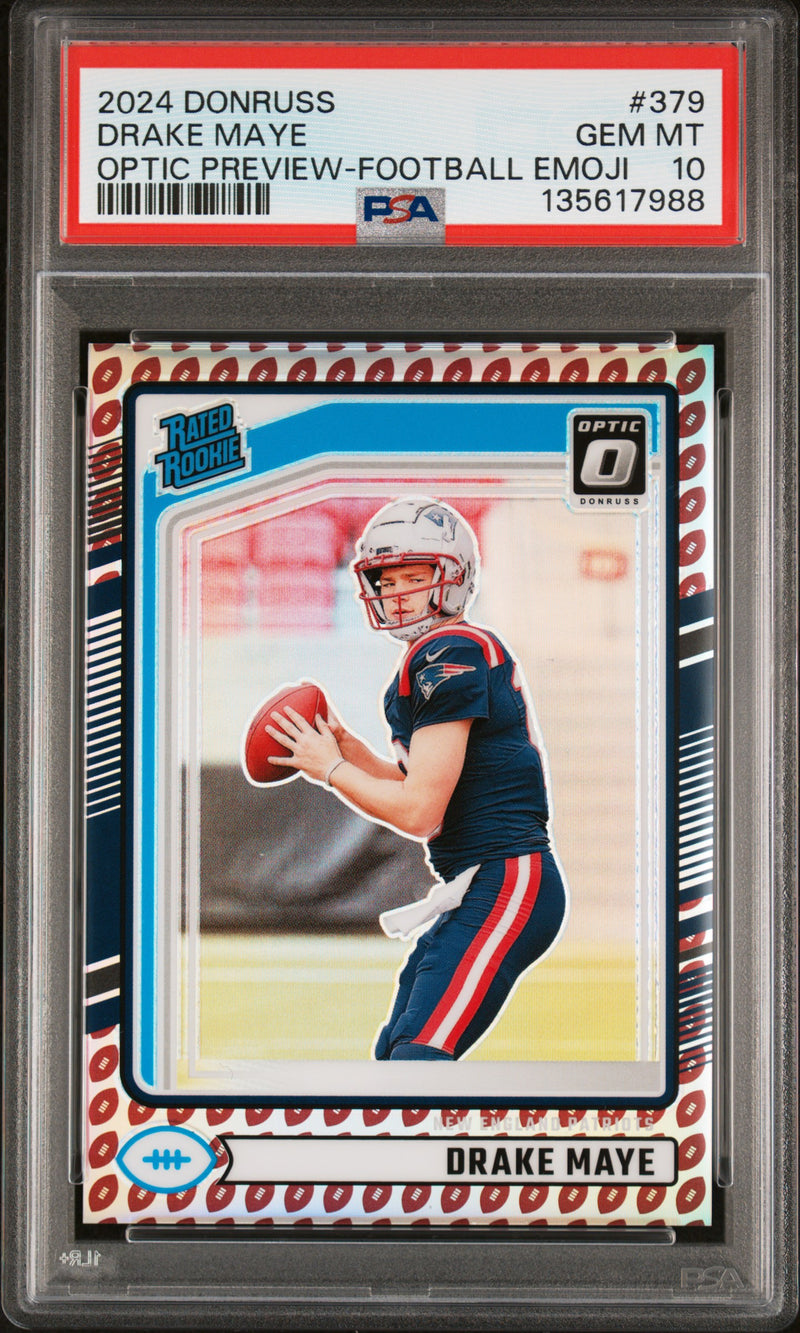 2024 Donruss Optic Rated Rookie Preview Football Emoji Drake Maye #379 PSA 10
