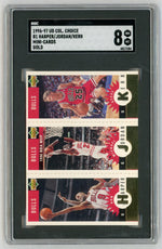 1996-97 UD Collector's Choice #B1 Ron Harper/Michael Jordan/Steve Kerr Gold Mini-Cards SGC 8