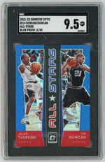 2021-22 Donruss Optic #15 Allen Iverson/Tim Duncan All-Stars Blue /49 SGC 9.5