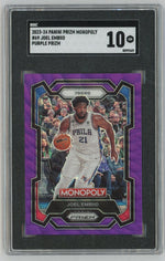 2023-24 Prizm Monopoly #69 Joel Embiid Purple Wave SGC 10