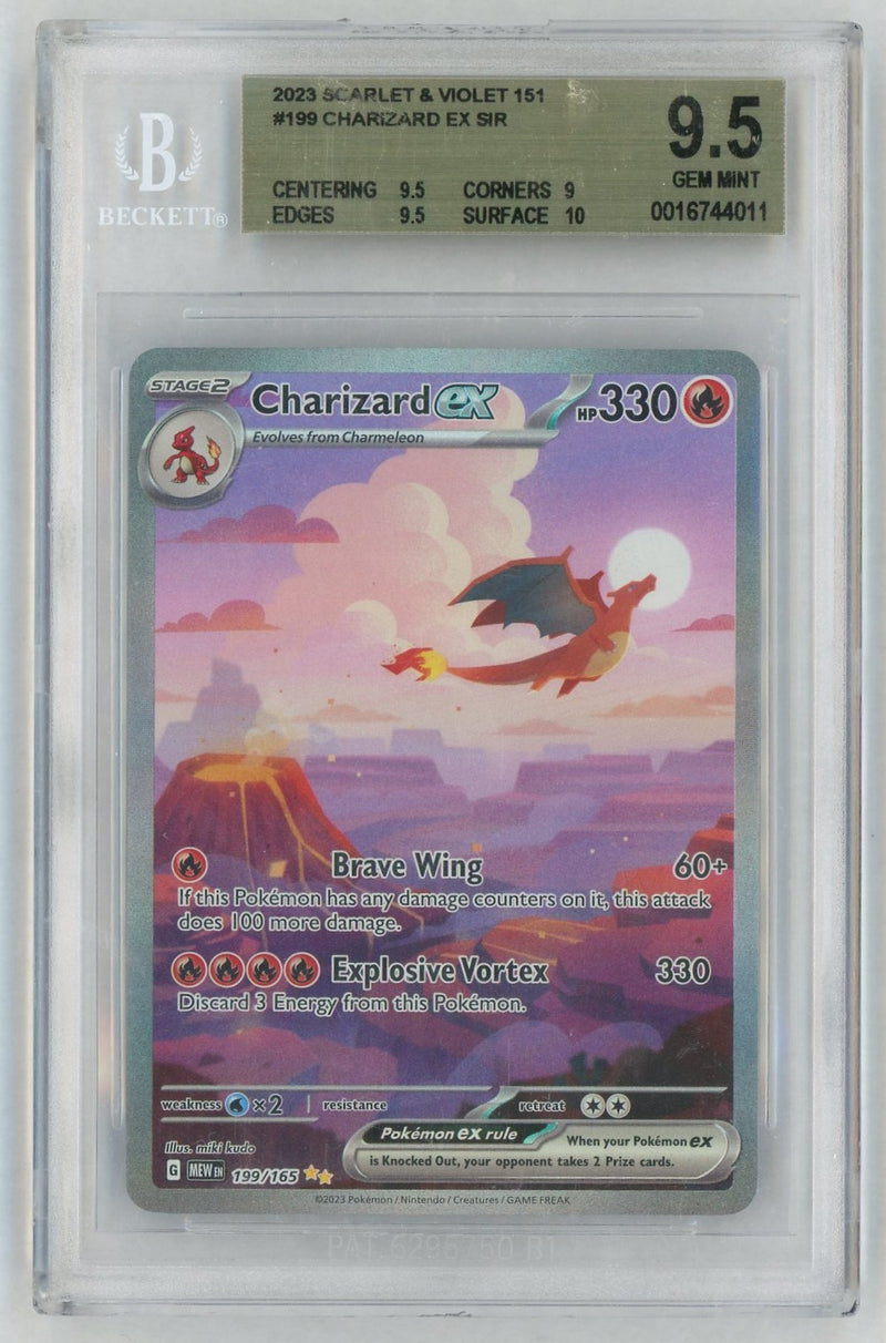 Pokémon Scarlet & Violet 151 Charizard ex #199/165 Beckett 9.5