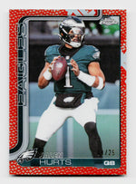 2025 Topps Chrome #247 Jalen Hurts Orange Football Leather SSP /25