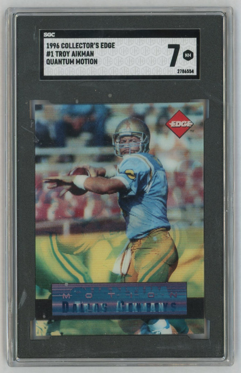 1996 Collector's Edge #1 Troy Aikman Quantum Motion SGC 7