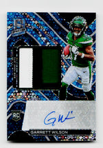 2022 Spectra #205 Garrett Wilson Rookie Patch Auto RC Neon Blue /60