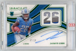 2023 Immaculate #INA-JGS Jahmyr Gibbs Rookie Patch Auto Numbers Emerald /18