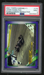 2021 Topps Chrome Formula 1 Purple/Green Refractor Lewis Hamilton #149 PSA 9