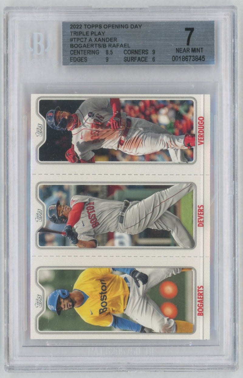 2022 Topps Opening Day #TPC-7 Xander Bogaerts/Rafael Devers/Alex Verdugo Triple Play BGS 7