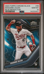 2023 Topps Chrome Black Blue Refractor Edouard Julien #96 RC /75 PSA 10