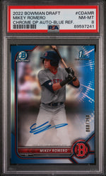 2022 Bowman Draft Chrome Autograph Blue Refractor Mikey Romero #CDAMR /150 PSA 8