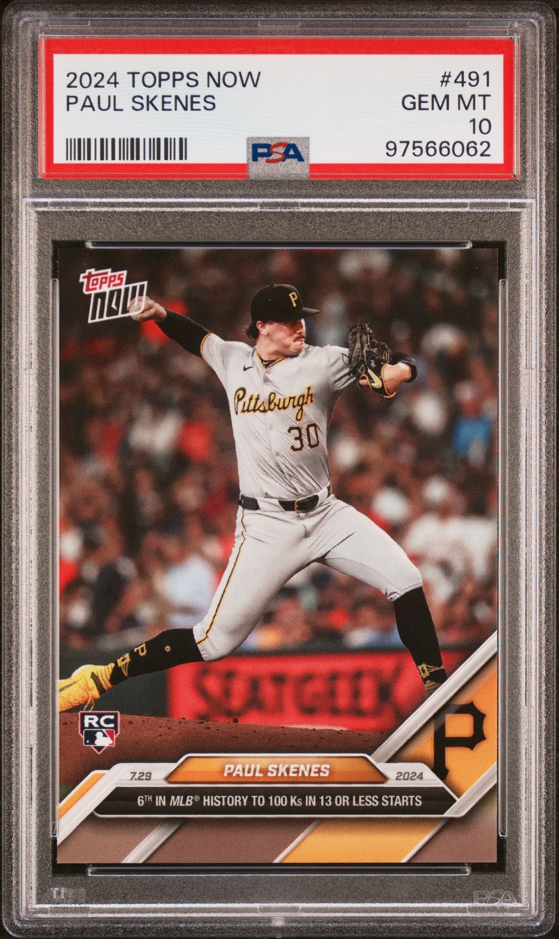 2024 Topps Now Paul Skenes #491 RC PSA 10