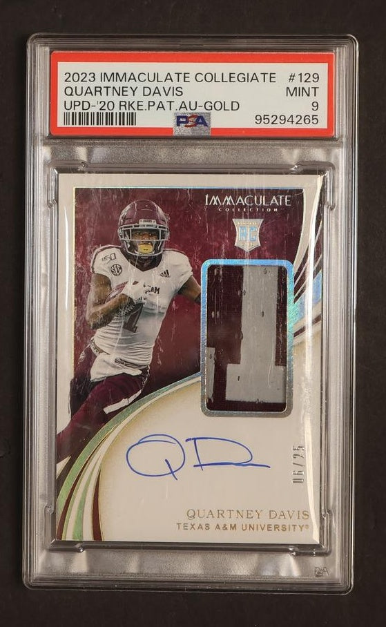 2020 Panini Immaculate Collegiate Gold Quartney Davis #129 RC RPA /25 PSA 9