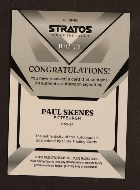2023 Pulse Trading Cards Stratos SP-PS Paul Skenes Sign of the Future /50 Pittsburgh Auto