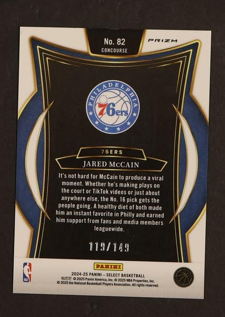 2023 Panini Select 82 Jared McCain Concourse Prizm Rookie /149 Philadelphia 76ers