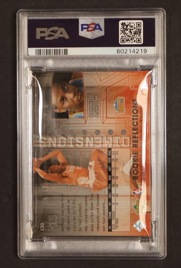2003 Upper Deck Triple Dimensions Rookie Reflections Carmelo Anthony #130 PSA 9
