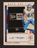 2023 Panini National Treasures Hats Off Sam LaPorta #RHO-SLA RC RC Patch Auto /7