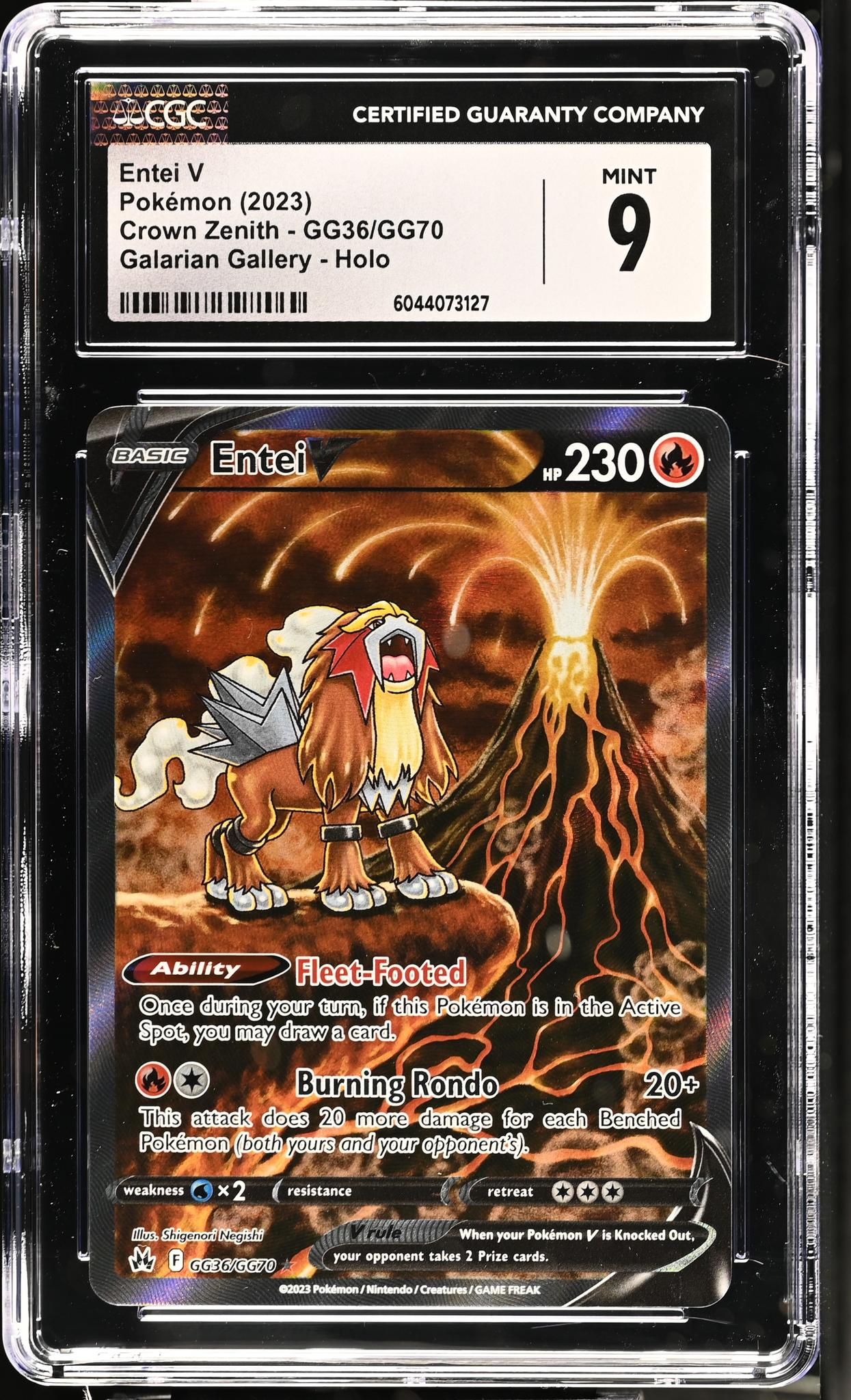 2023 Pokemon Crown Zenith Galarian Gallery Holo Entei V #GG36/GG70 CGC 9