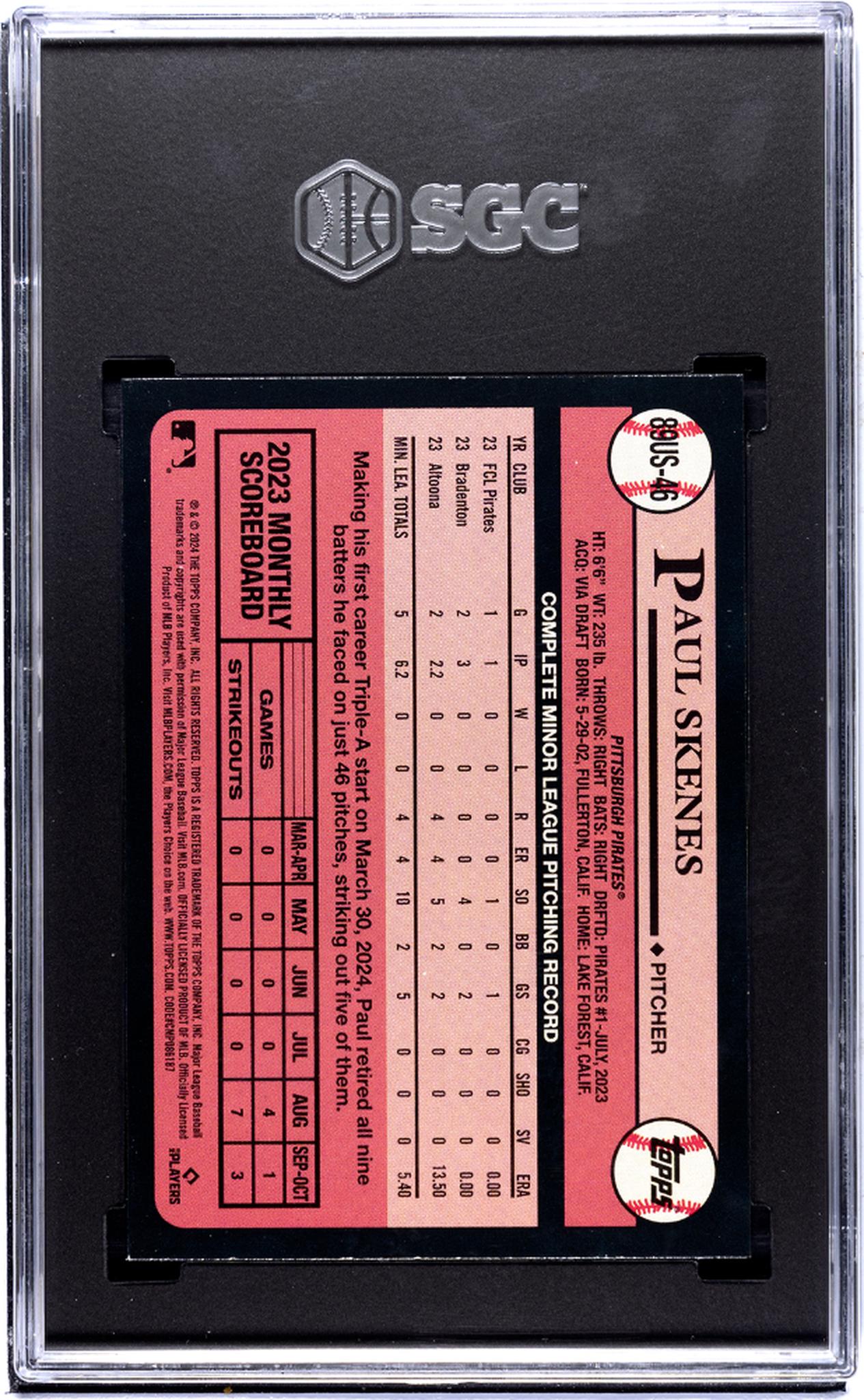 2024 Topps Update 1989 Design Paul Skenes #89US-46 RC SGC 9.5
