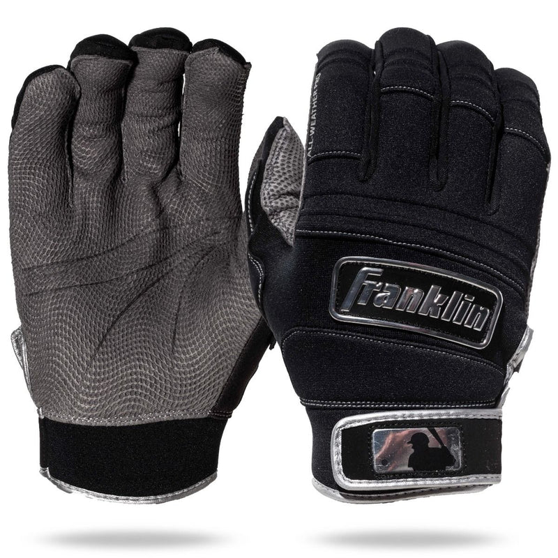Franklin Sports MLB All Weather Pro Batting Gloves - Black/Gray