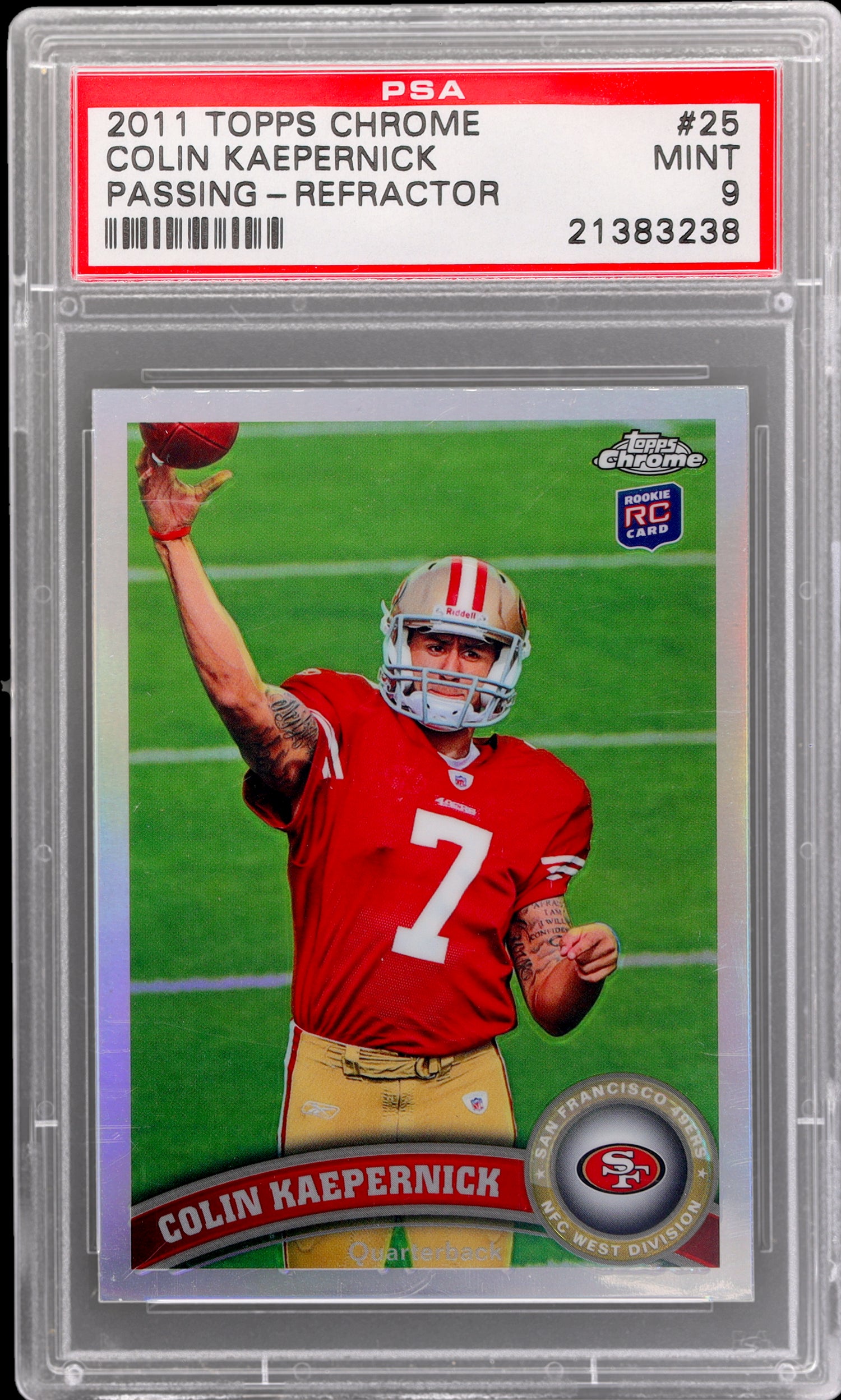 2011 Topps Chrome Passing Refractor Colin Kaepernick #25 RC PSA 9