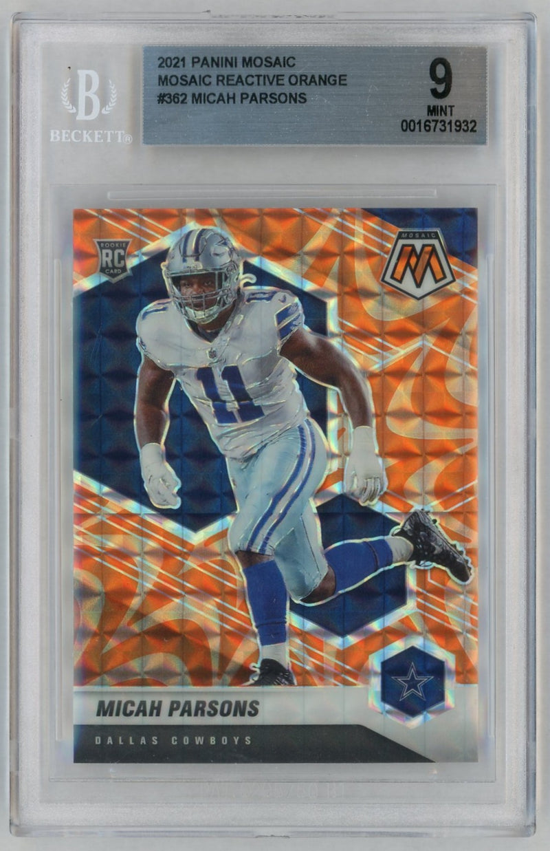 2021 Panini Mosaic Reactive Orange Mosaic Micah Parsons #362 BGS 9