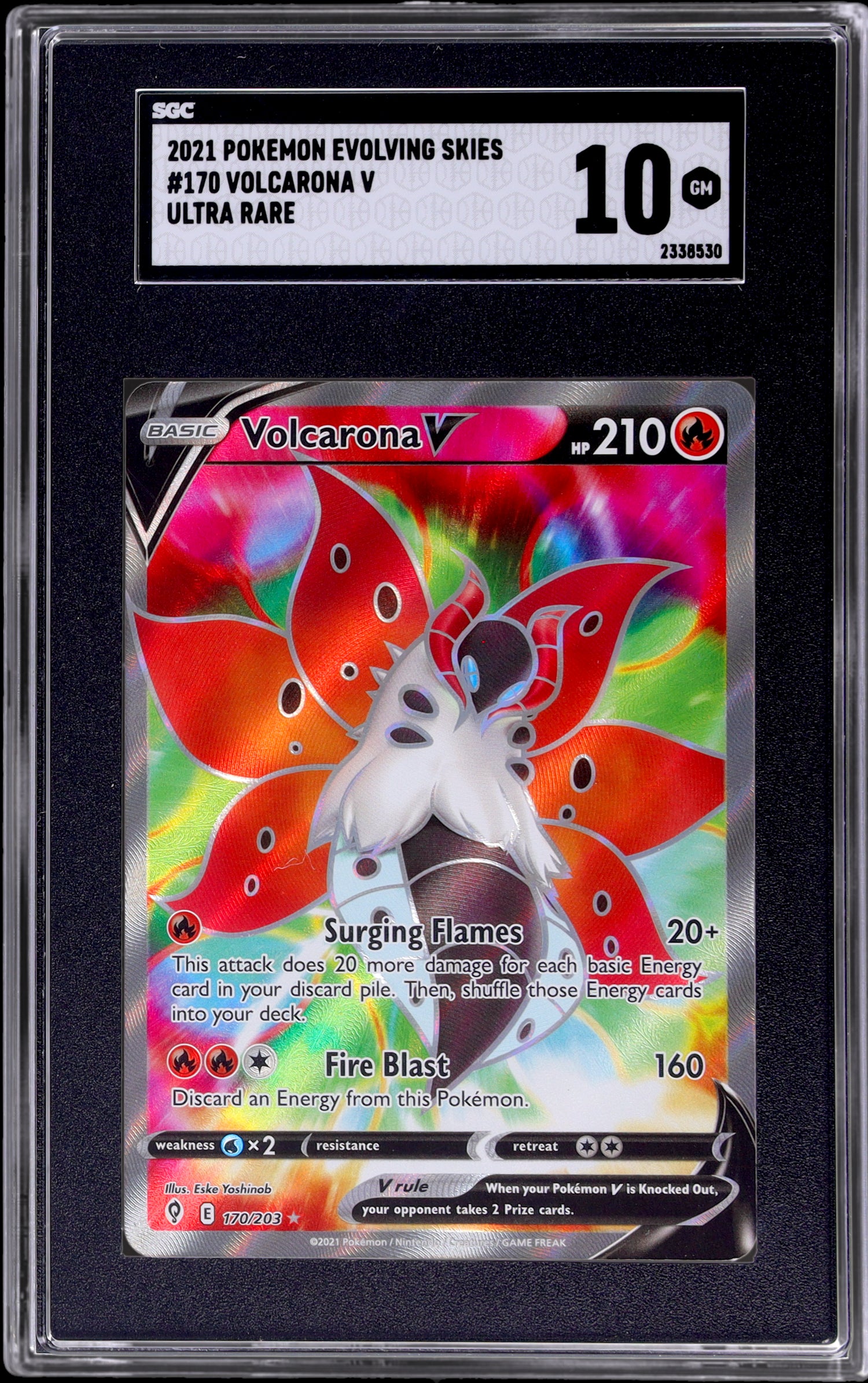 2021 Pokémon Evolving Skies Volcarona V Ultra Rare #170 SGC 10