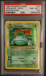 1999 Pokemon Base Set Shadowless Holo Venusaur #15 PSA 8.5