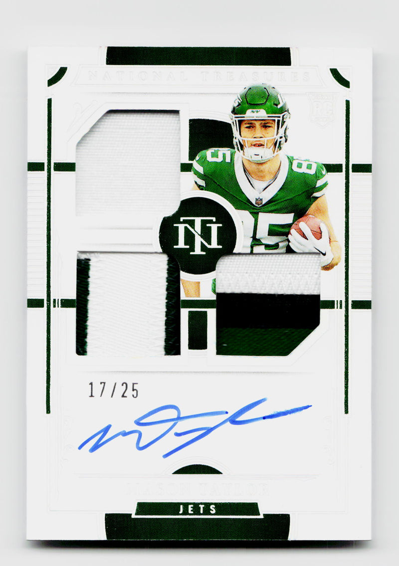 2025 Panini National Treasures Mason Taylor #RMS-MTR Rookie RC Triple Jersey Patch Auto SSP /25