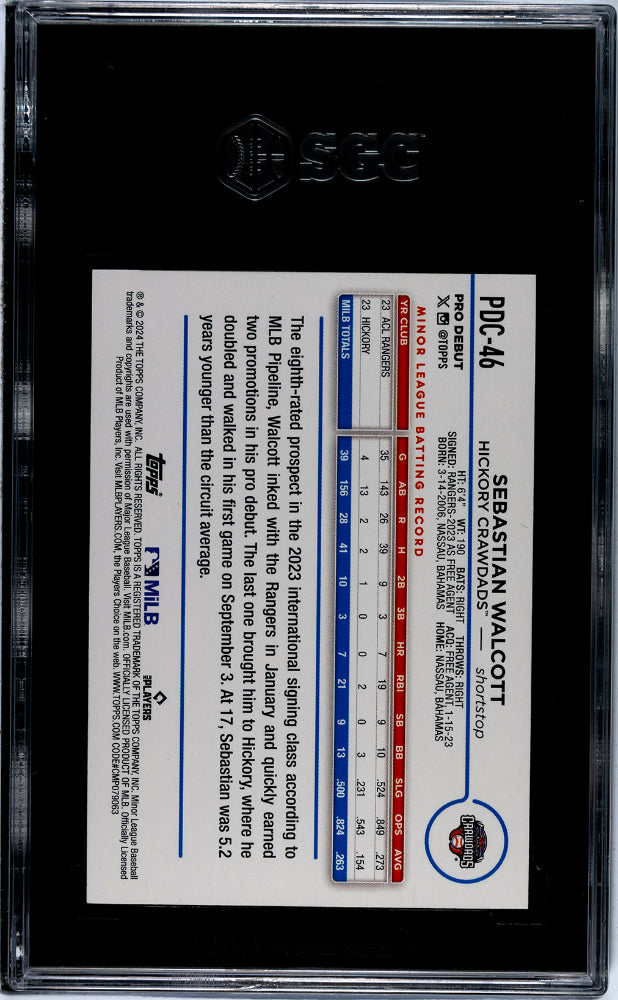 2024 Topps Pro Debut Image Variation Sebastian Walcott #PDC-46 SGC 9