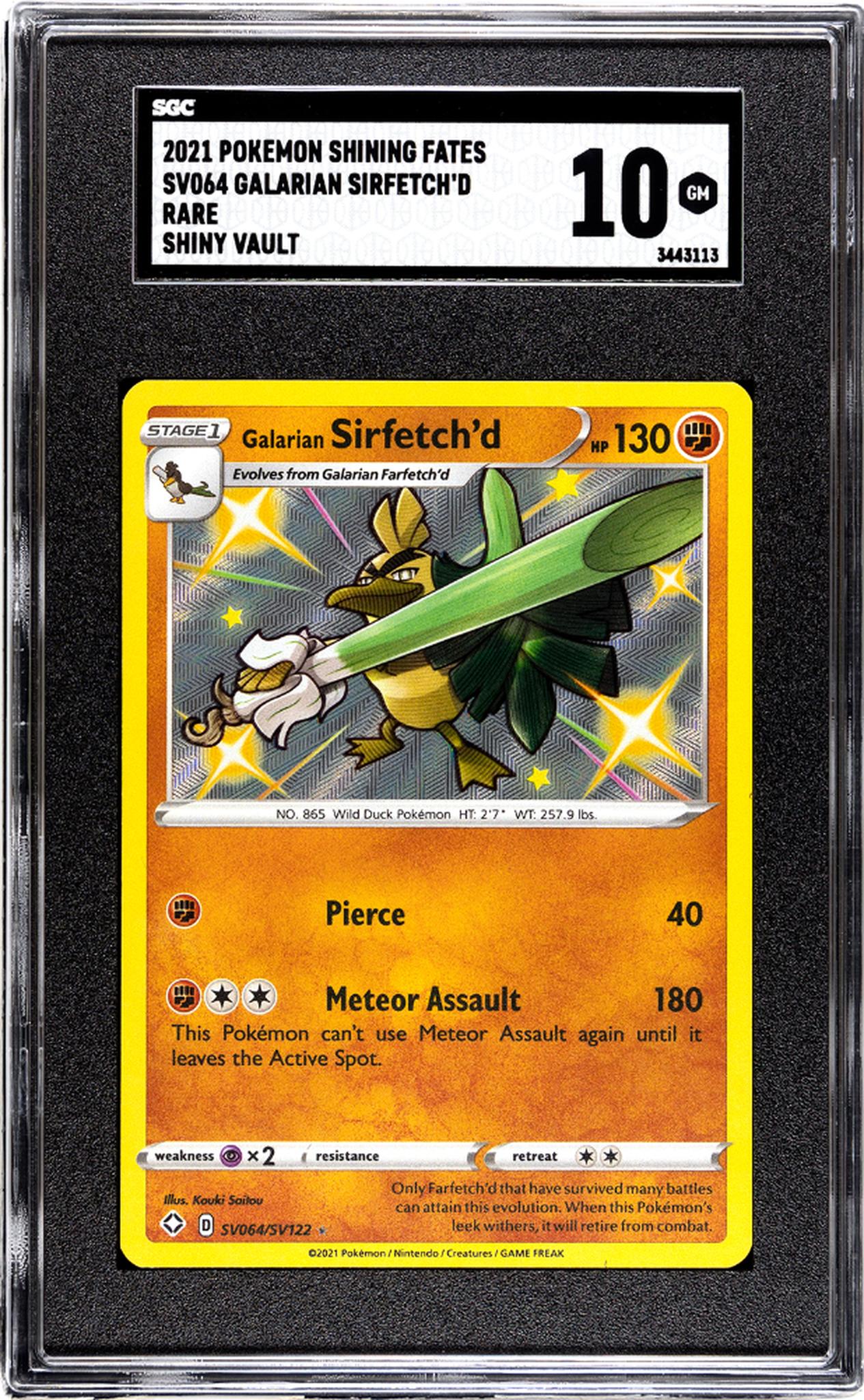 2021 Pokémon Shining Fates Galarian Sirfetch'd #SV064 Rare SGC 10
