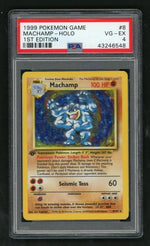 1999 Pokemon Base Set 1st Edition Holo Machamp #8 PSA 4