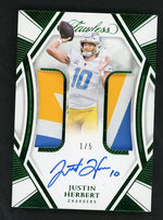 2022 Panini Flawless DPA-JHT Justin Herbert Dual Patch Autographs /5 VG Los Angeles Chargers